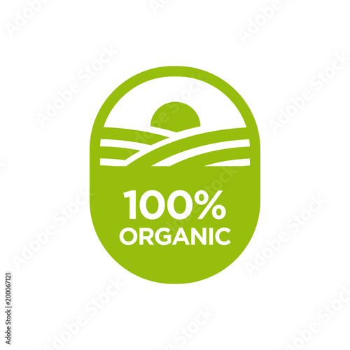 100% Organic. Healthy food and healthy life icon. 