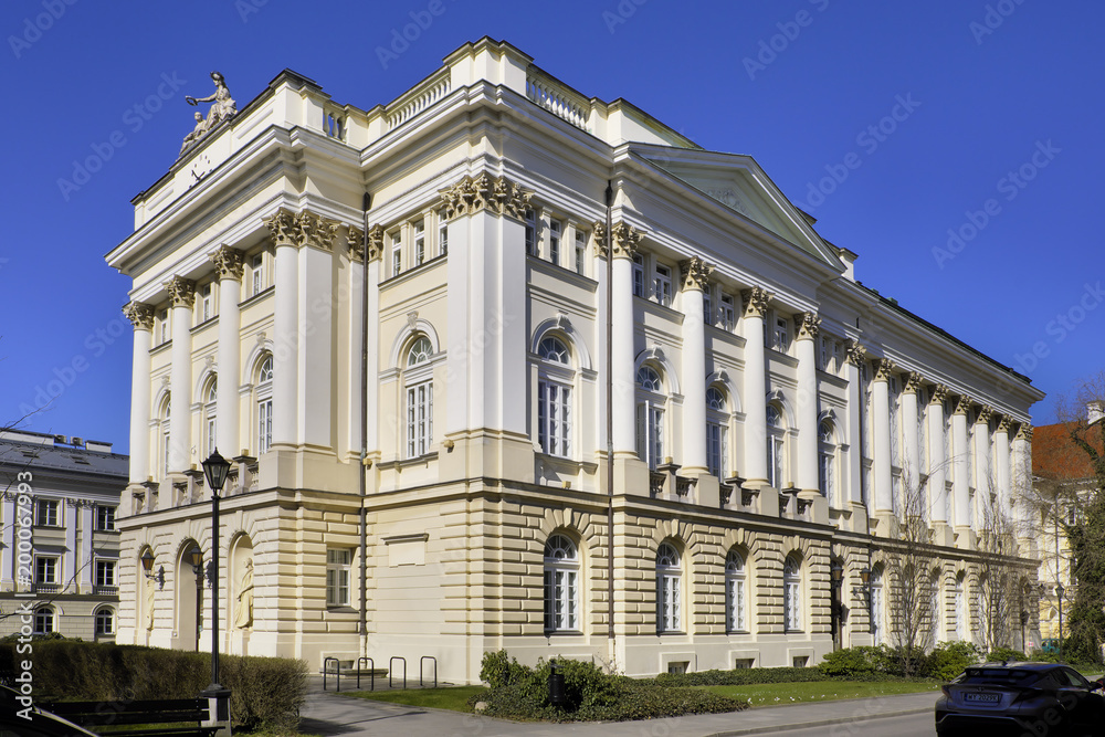 Warsaw, Poland - Warsaw University main campus in old town historic quarter - university library building BUW