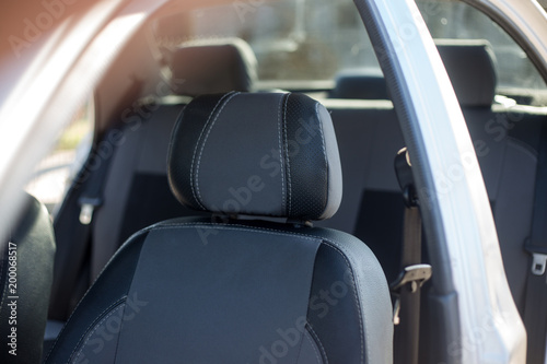 modern interior in the car. front seat covers