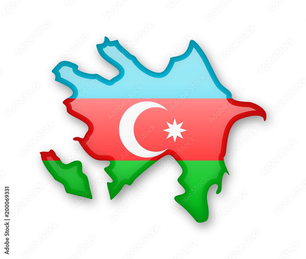 Azerbaijan flag and contour of the country. Azerbaijan flag and contour of the country.