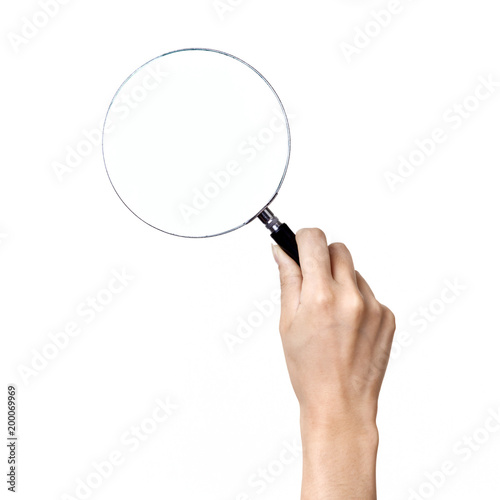 hand symbol, grab magnifier isolated white background
