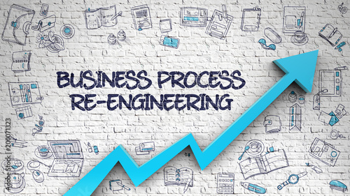 Business Process Re-Engineering Drawn on White Wall. 3d
