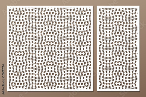 Set decorative card for cutting. Square pattern. Laser cut. Ratio 1:1, 1:2. Vector illustration.
