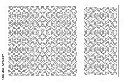 Set decorative card for cutting. Square pattern. Laser cut. Ratio 1:1, 1:2. Vector illustration.