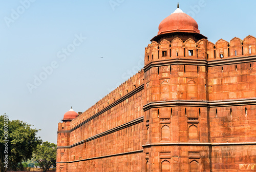 Defensive wall of Red Fort in Delhi, India