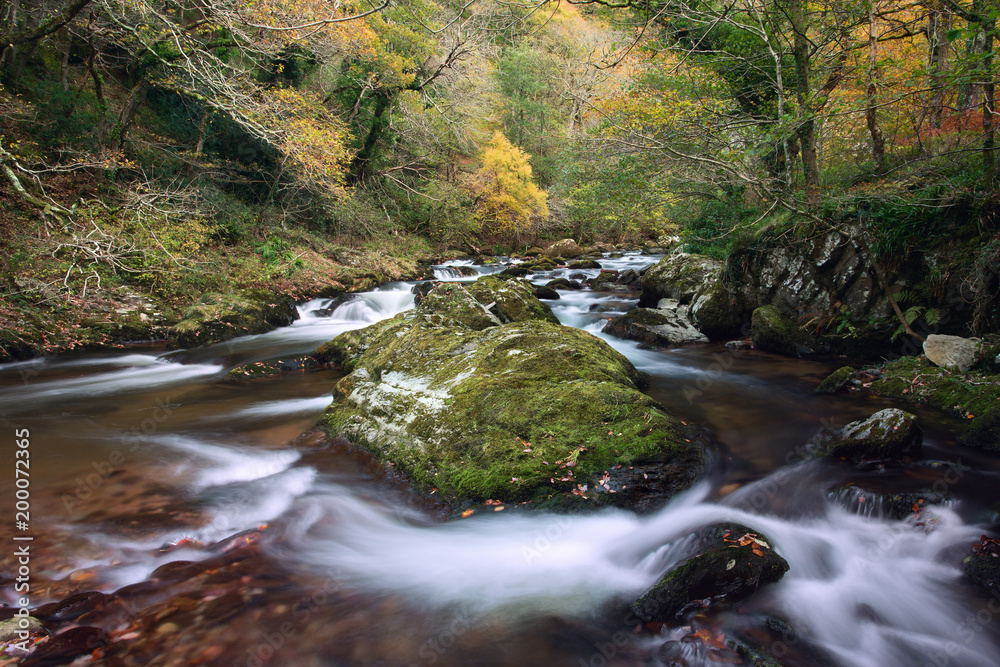 Obraz premium East Lynn river near watersmeet exmoor somerset uk