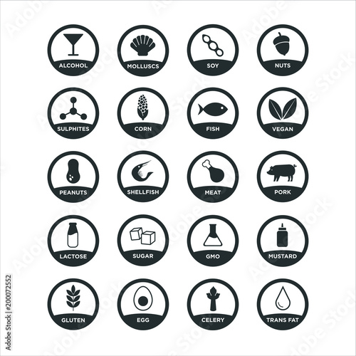 Allergen icon set. Vector illustration. 