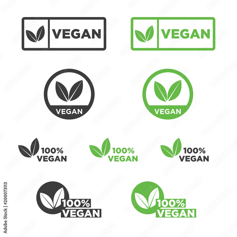 Vegan icon set. Vector illustration. - obrazy, fototapety, plakaty 