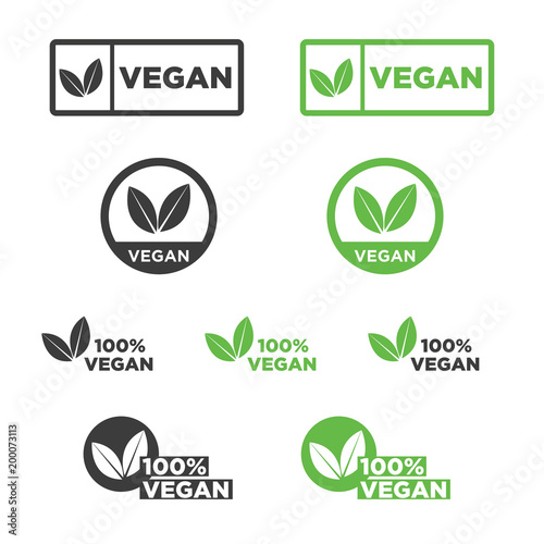 Vegan icon set. Vector illustration.