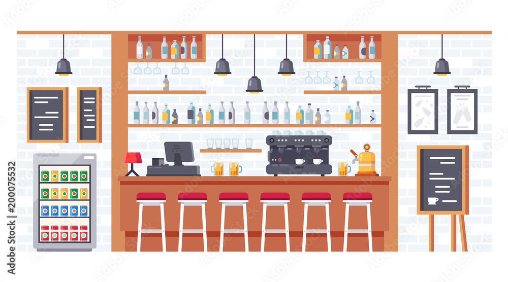 Coffee bar, shop. Interior of room bar, pub, cafe. Coffee bar, shop. Interior of room bar, pub, cafe.
