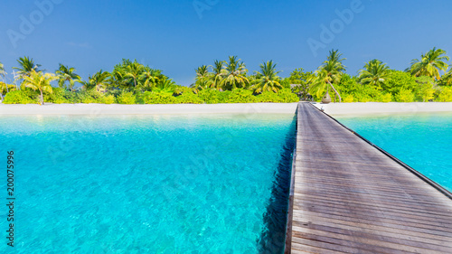 Beautiful tropical beach in Maldives islands. Perfect summer vacation and holiday background