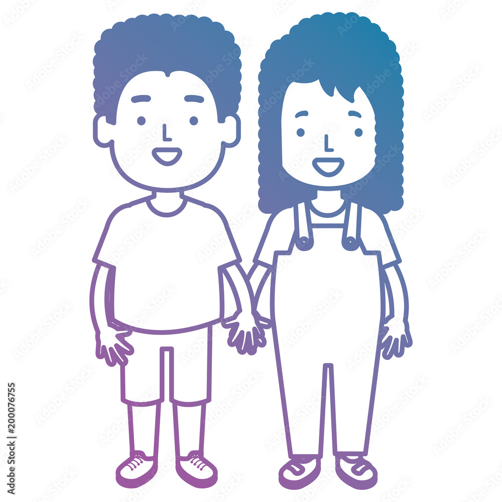 happy little couple characters vector illustration design happy little couple characters vector illustration design
