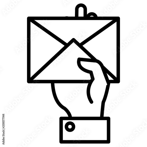 hand with envelope mail vector illustration design