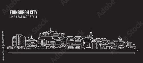 Cityscape Building Line art Vector Illustration design - Edinburgh city