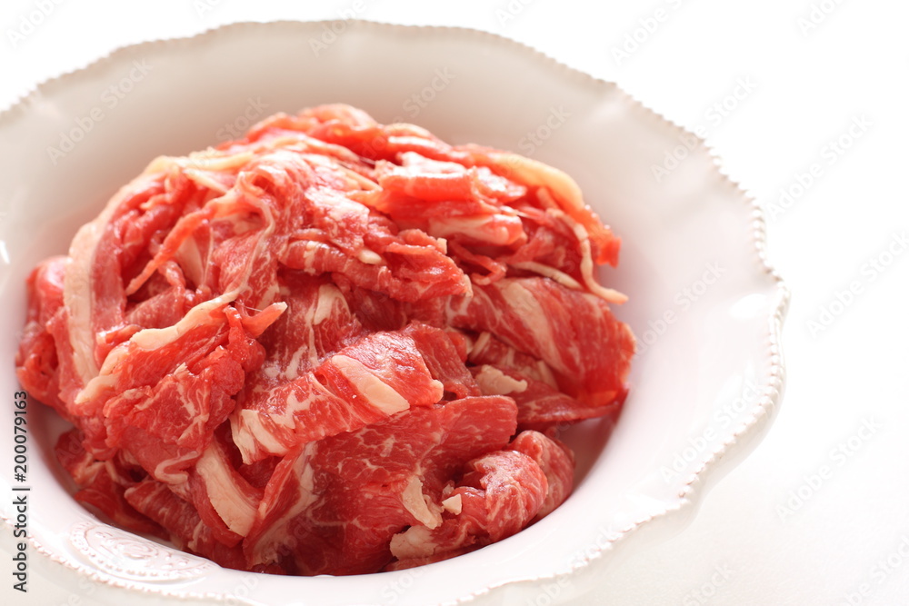 Japanese marble beef sliced on bowl Japanese marble beef sliced on bowl