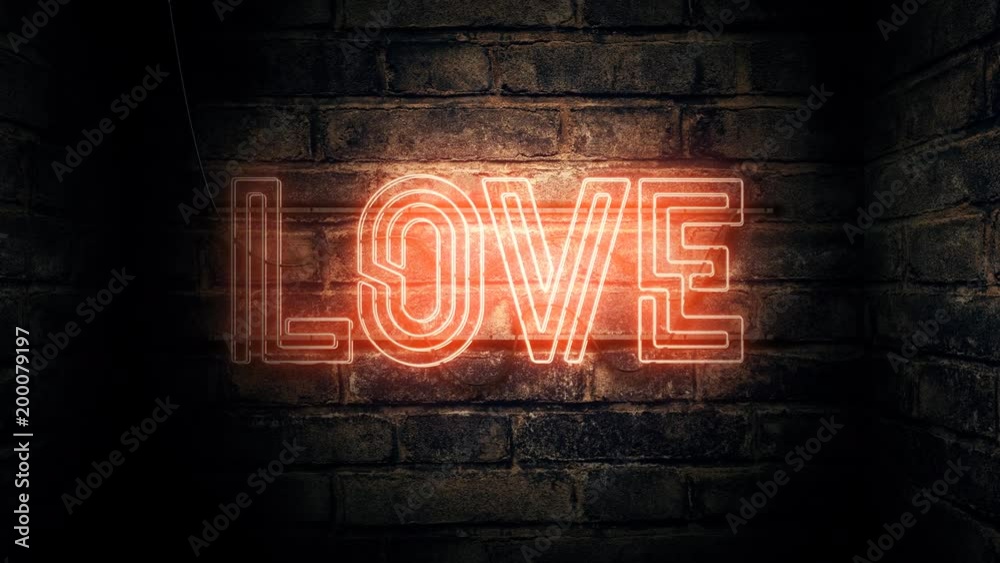 Love neon sign conceptual 3d rendering animation