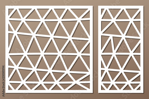 Set template for cutting. Square line diagonal pattern. Laser cut. Ratio 1:1, 1:2. Vector illustration.
