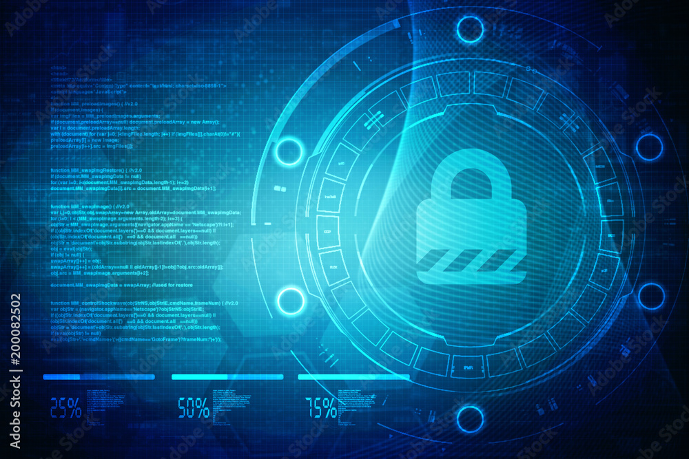 Obraz premium 2d illustration Safety concept: Closed Padlock on digital background 