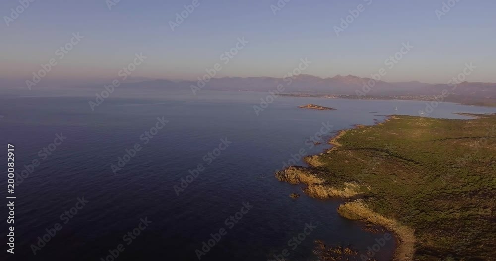Aerial beautiful rocky coast on Sardinia island in Italy Aerial beautiful rocky coast on Sardinia island in Italy