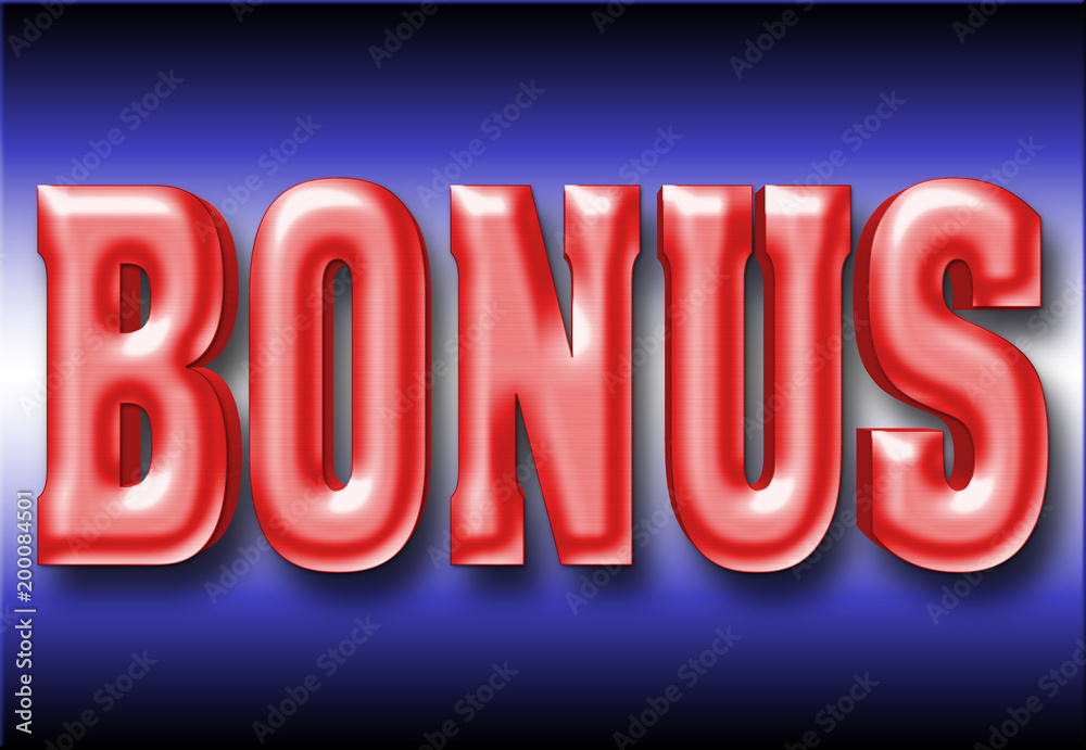 Stock Illustration - Large Metallic Red Text: Bonus, 3D Illustration. Stock Illustration - Large Metallic Red Text: Bonus, 3D Illustration.