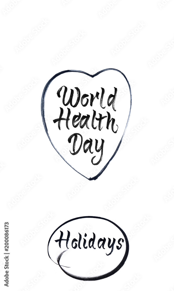 World health day concept with heart and and healthy food World health day concept with heart and and healthy food