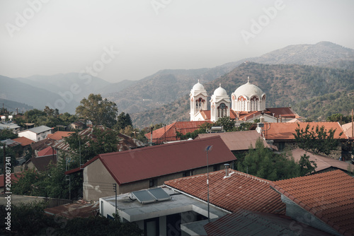 Pedoulas village in the Troodos mountains. Nicosia District, Cyprus photo