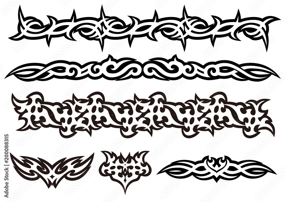 Tattoo tribal design art set, Vector Illustration Stock Vector | Adobe Stock