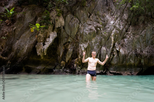 Tourist in Thailand Emerald Cave