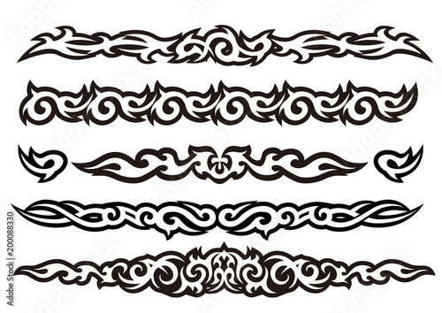 Tattoo tribal design art set, Vector Illustration