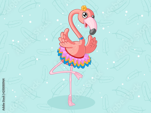 Tanzender Comic Flamingo