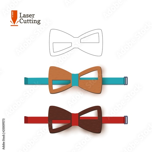 Laser cut bow-tie template. Vector silhouette for cutting a bow tie on a lathe made of wood, metal, plastic. The idea of design of a stylish accessory.