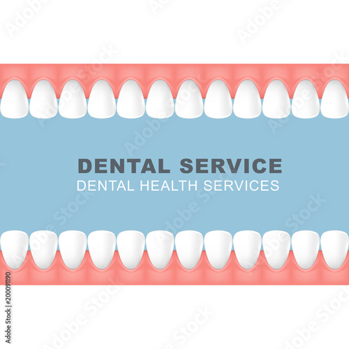 Dental poster with frame of row of teeth - foretooth line
