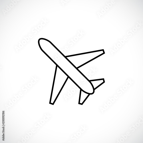 Aeroplane, Aircraft line icon isolated on white background. Vector illustration