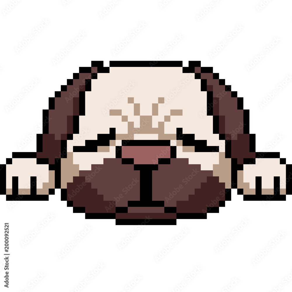 Obraz premium vector pixel art pug dog