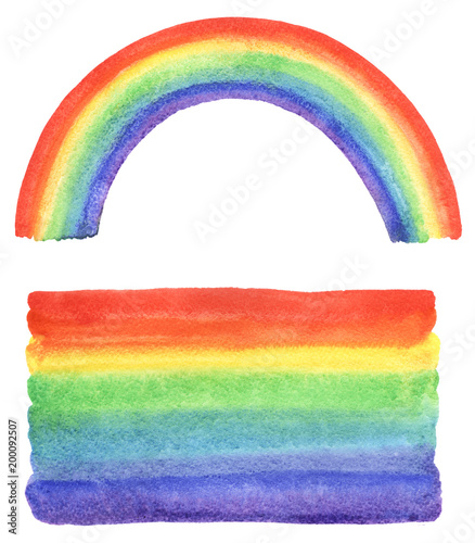 Watercolor rainbow and gradient fill with uneven edges. Hand drawn watercolou...