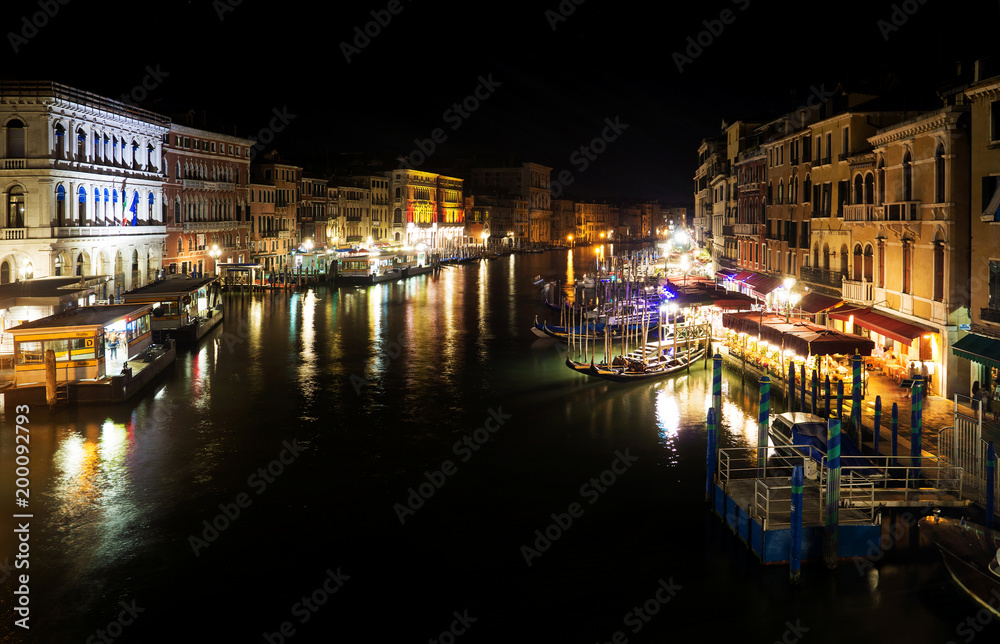 Grand Canal by night from the Rialto Bridge, Venice, Italy