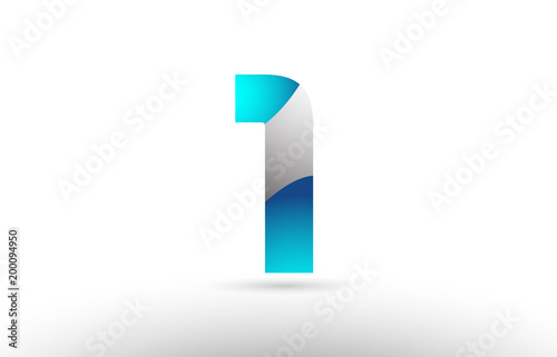 grey blue number 1 logo 3d design