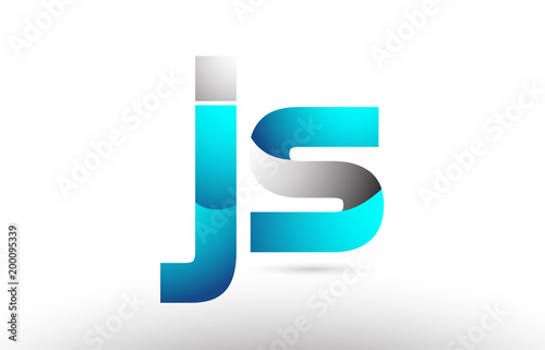 grey blue alphabet letter js j s logo 3d design