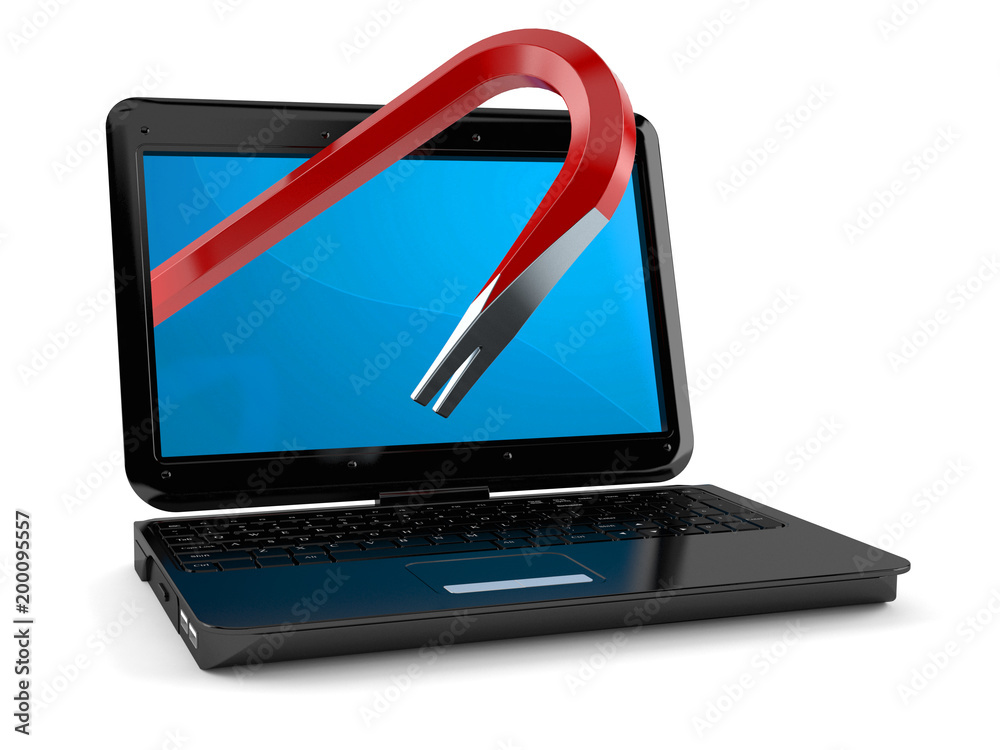 Laptop with crowbar
