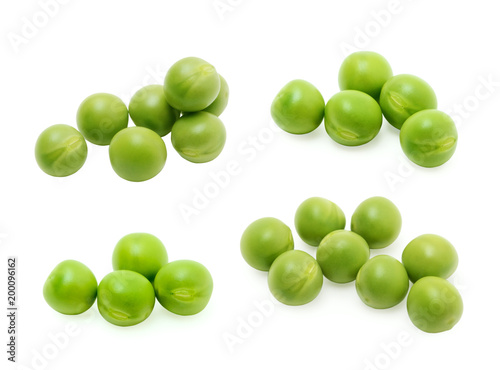 Green peas set isolated on the white background