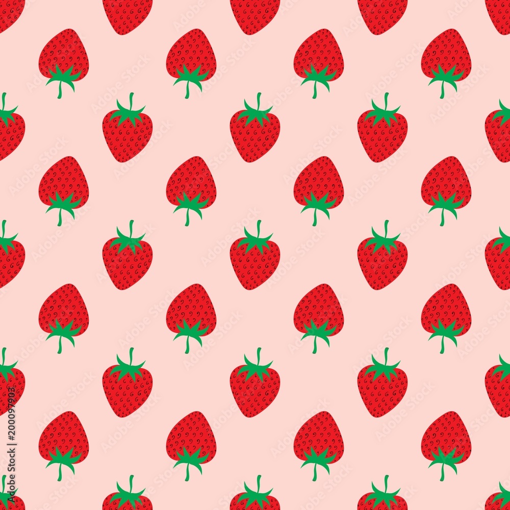 Strawberry on pink background. Seamless Pattern. Strawberry on pink background. Seamless Pattern.