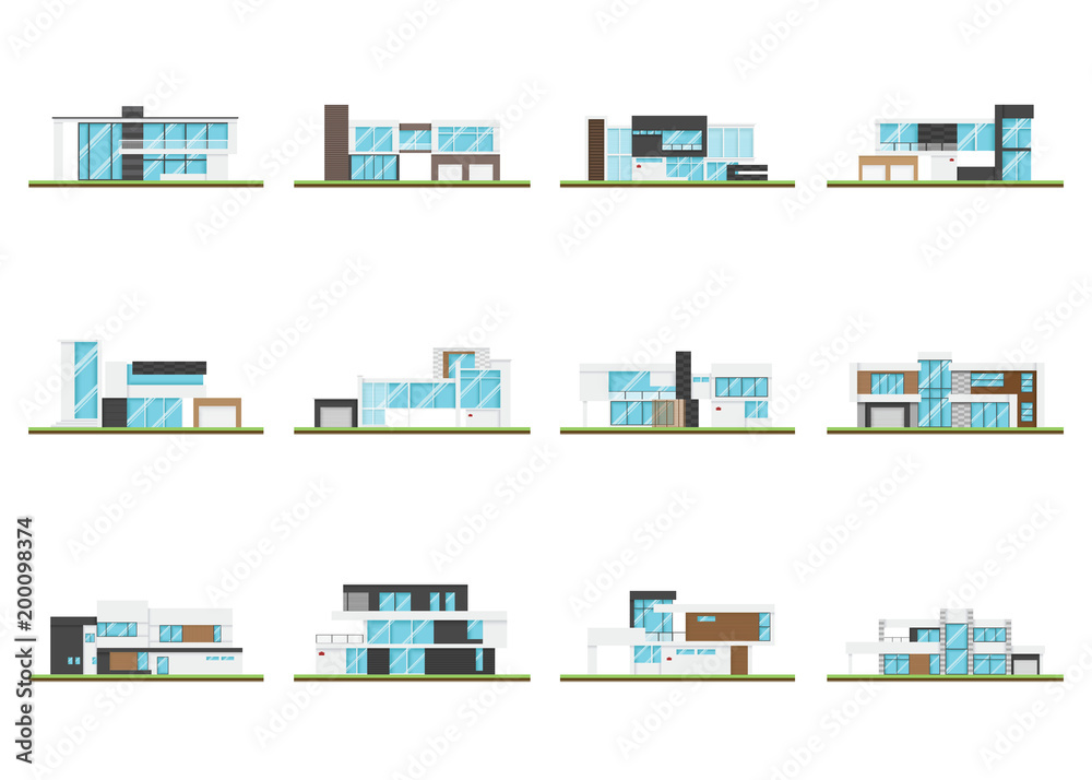 Set of twelve houses and modern houses design, Modern building and architecture Set of twelve houses and modern houses design, Modern building and architecture