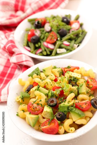 pasta salad and bean salad