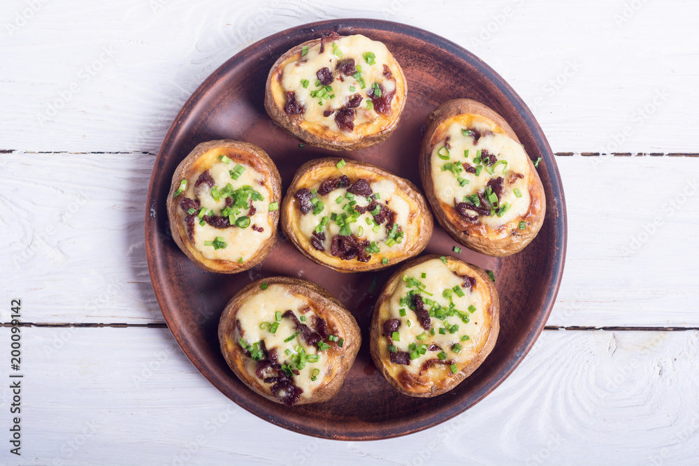 Baked potato stuffed with cheese