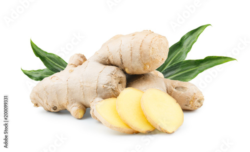 Canvas-taulu Ginger root isolated on white background