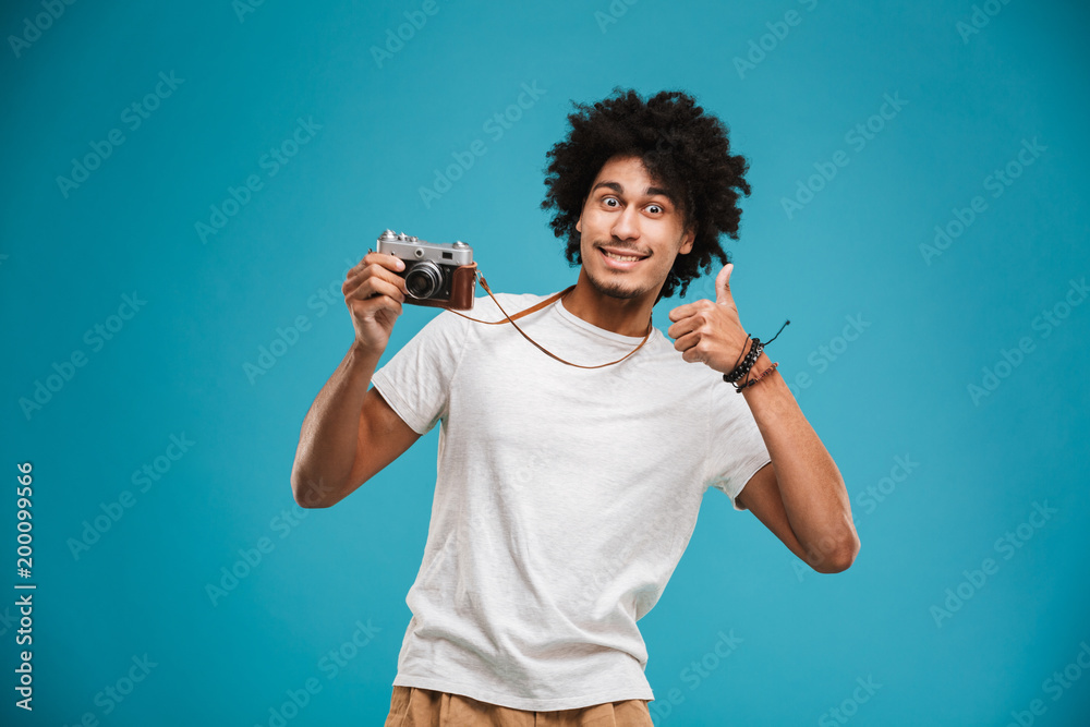 Handsome emotional young african curly man Handsome emotional young african curly man