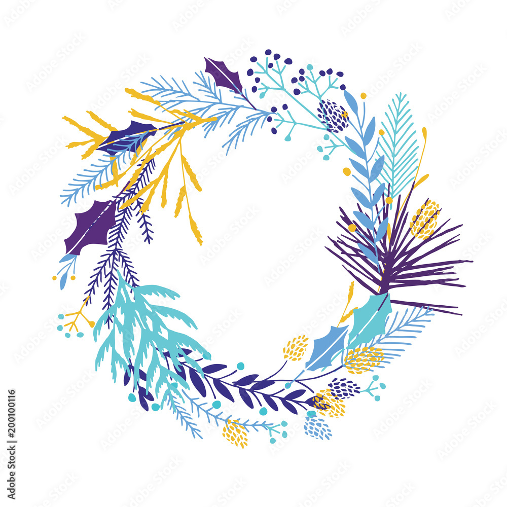 Obraz premium Floral round wreath.