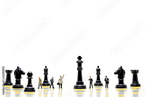 Businessmen playing chess. Business and marketing strategy concept
