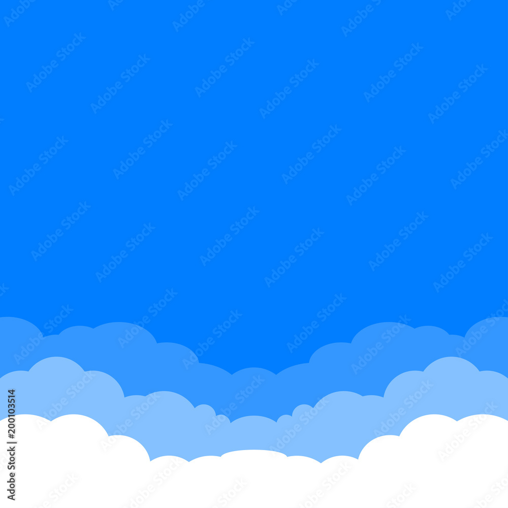 Blue sky with clouds background. Vector illustration.