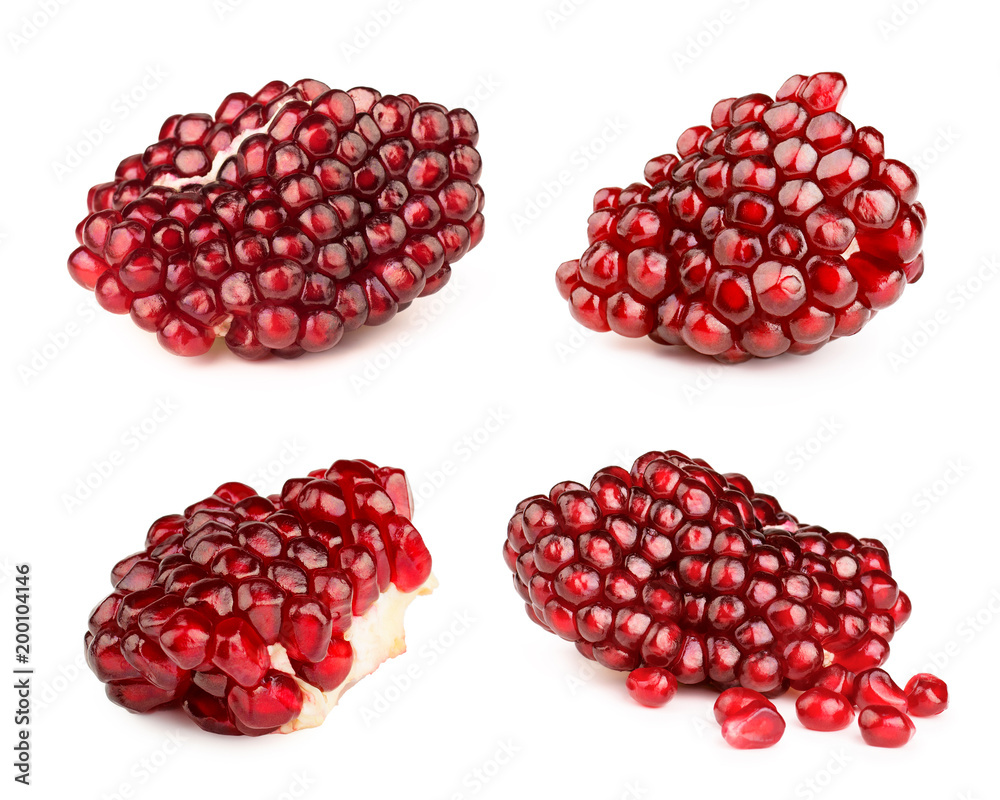 Piece of pomegranate isolated on white background. Piece of pomegranate isolated on white background.